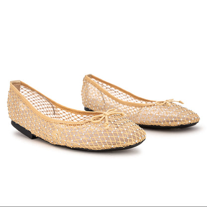 MELISSA Ballet Flat Shoes - NUDE MESH/STONE