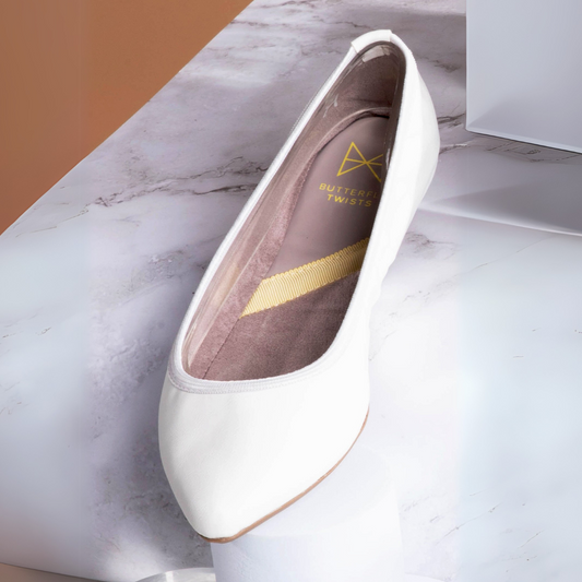 JANEY Ballet Flat Shoes - Off White Tumble Nappa
