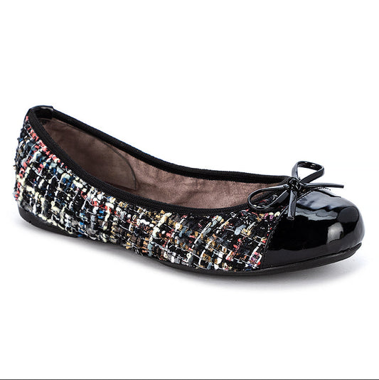 OLIVIA Ballet Flat Shoes - Blk Summer Texture