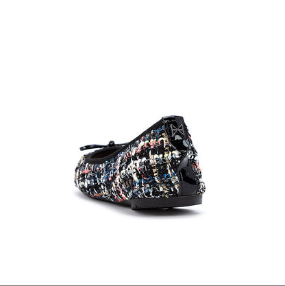 OLIVIA Ballet Flat Shoes - Blk Summer Texture