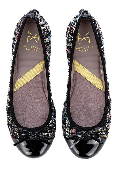 OLIVIA Ballet Flat Shoes - Blk Summer Texture