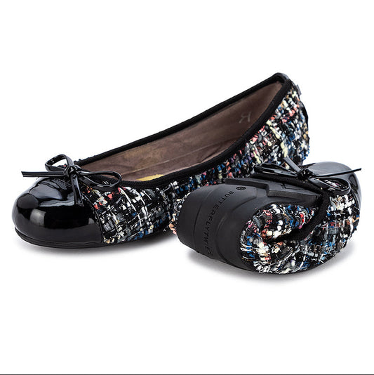 OLIVIA Ballet Flat Shoes - Blk Summer Texture