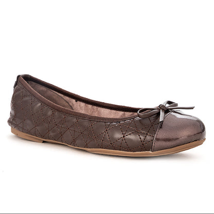 OLIVIA Ballet Flat Shoes - CHOCOBRWN NUBUCK PU