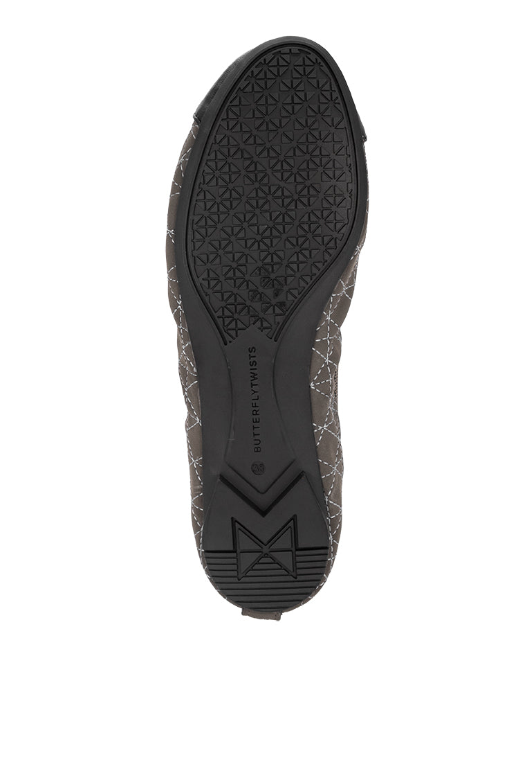 OLIVIA Ballet Flat Shoes - GREY NUBUCK PU