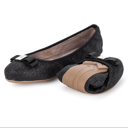 SHEA Ballet Flat Shoes - Black Glitter
