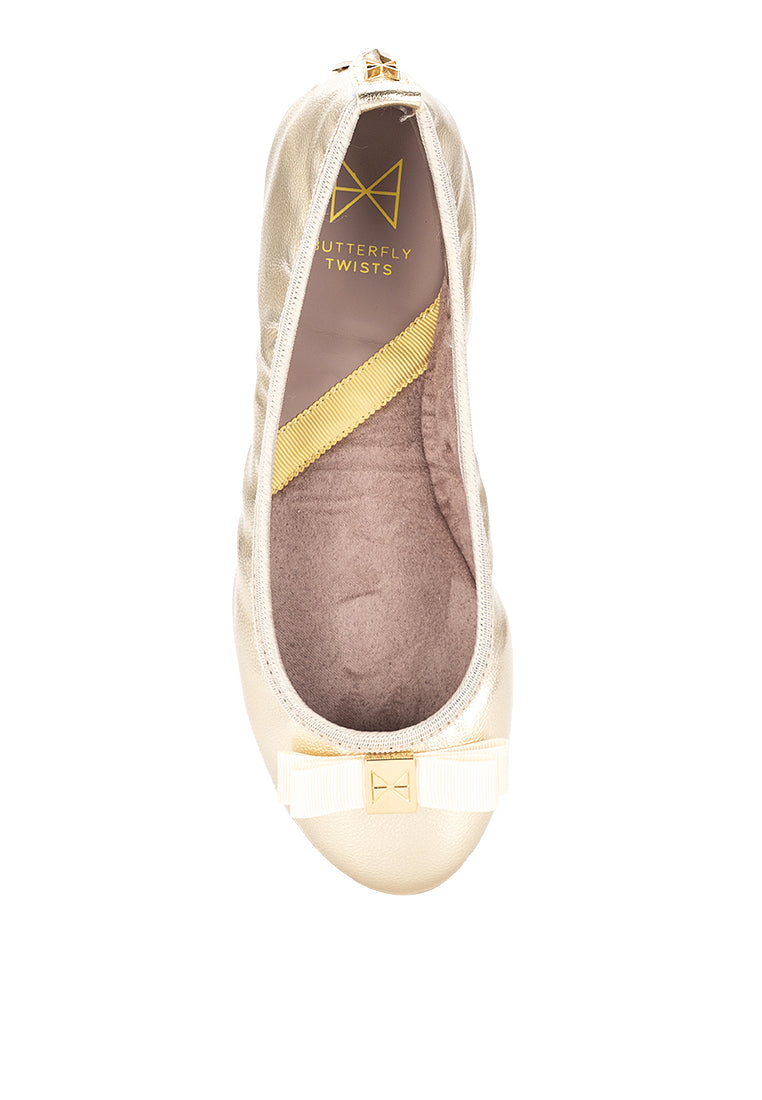 SHEA Ballet Flat Shoes - GOLD TUMBLE NAPPA
