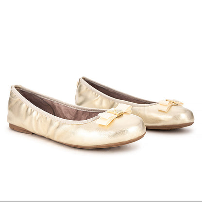 SHEA Ballet Flat Shoes - GOLD TUMBLE NAPPA