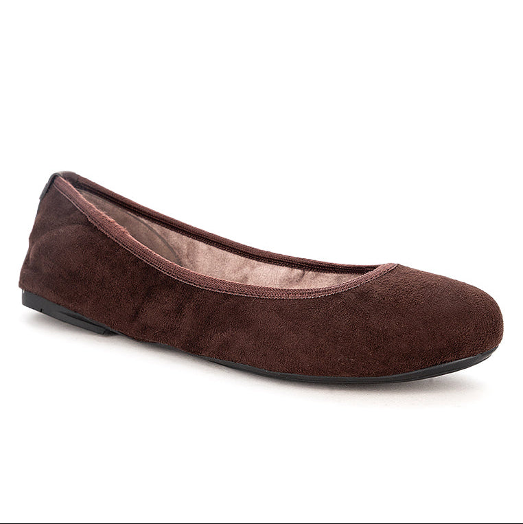 SOPHIA Ballet Flat Shoes - BROWN NOVA SUEDE