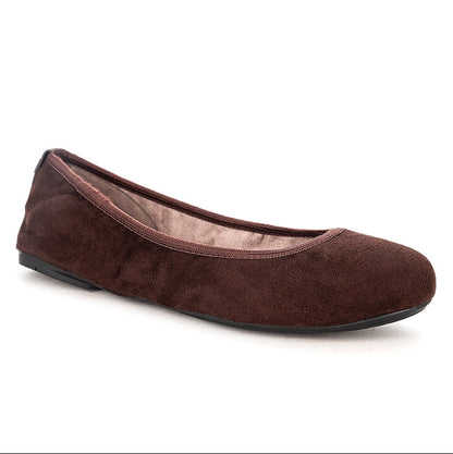SOPHIA Ballet Flat Shoes - BROWN NOVA SUEDE