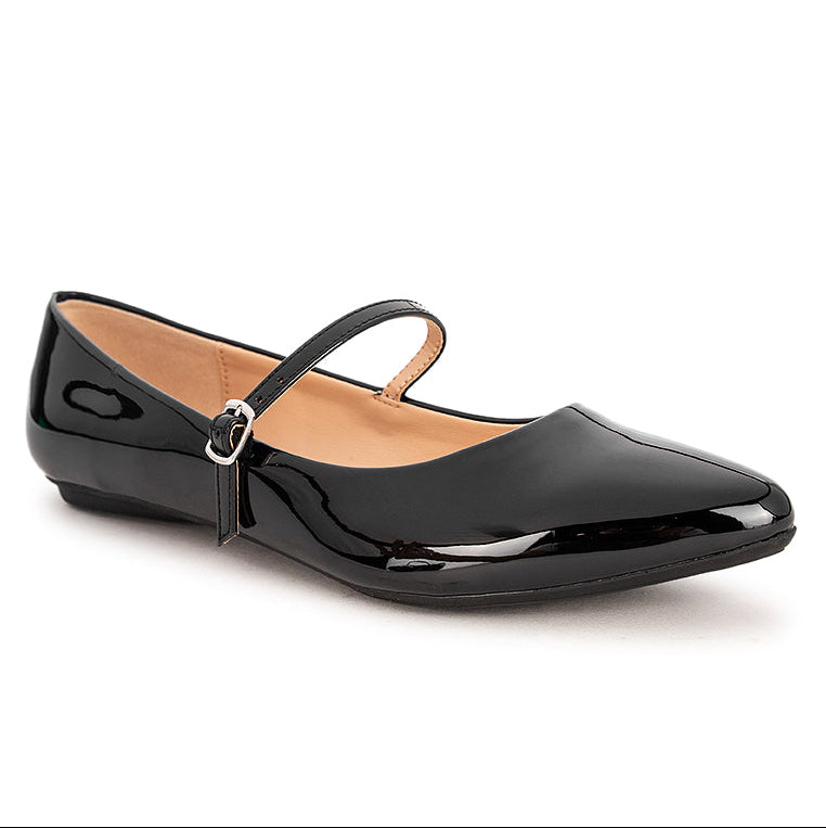 ZAIDE Ballet Flat Shoes - Black Patent