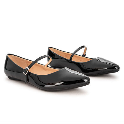 ZAIDE Ballet Flat Shoes - Black Patent