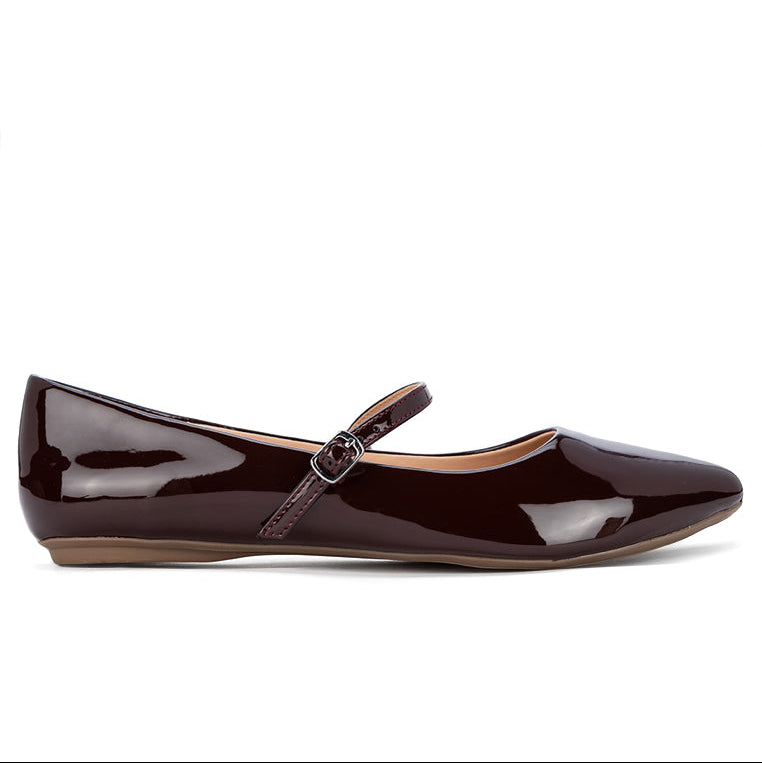 ZADIE Ballet Flat Shoes - Brown Patent