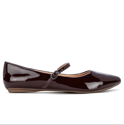 ZADIE Ballet Flat Shoes - Brown Patent