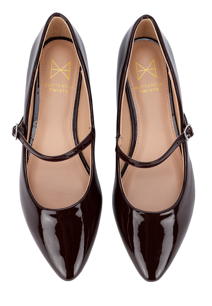 ZADIE Ballet Flat Shoes - Brown Patent