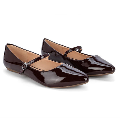 ZADIE Ballet Flat Shoes - Brown Patent