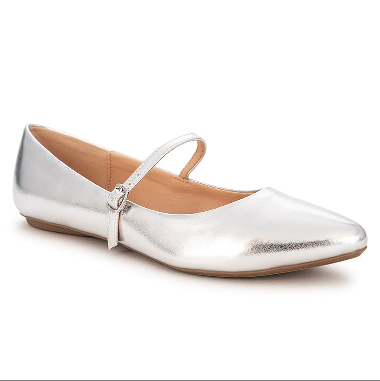 ZADIE Ballet Flat Shoes - Silver