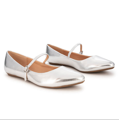 ZADIE Ballet Flat Shoes - Silver