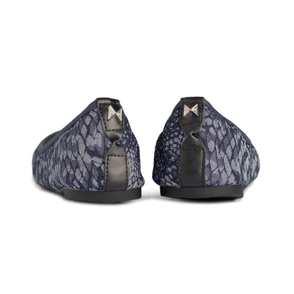SOPHIA Ballet Flat Shoes - Denim Snake