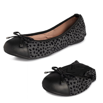 OLIVIA Ballet Flat Shoes - Grey Cheetah